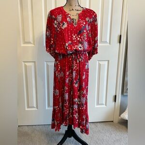 Nurture by Westbound Sz 3X High-Low V-Neck Elbow Sleeve Midi Dress. NWT